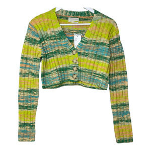 Urban Outfitters Multicolored Cropped Ribbed Cardigan Size M Women Yellow Tan